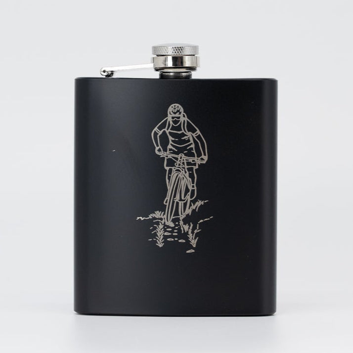 Flachmann schwarz matt Gravur Biker