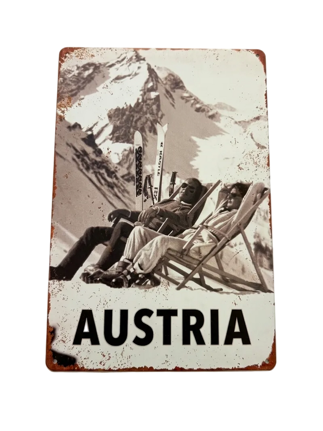 Retro Blechschild Heimat Austria - Liegestuhl