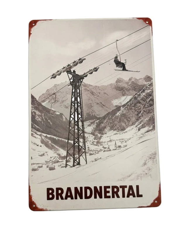 Retro Blechschild Heimat Brandnertal - Schwarz weiß