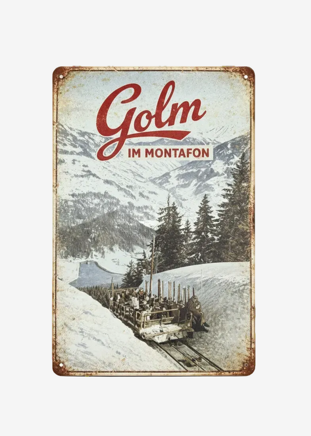 Retro Blechschild Heimat Golm im Montafon