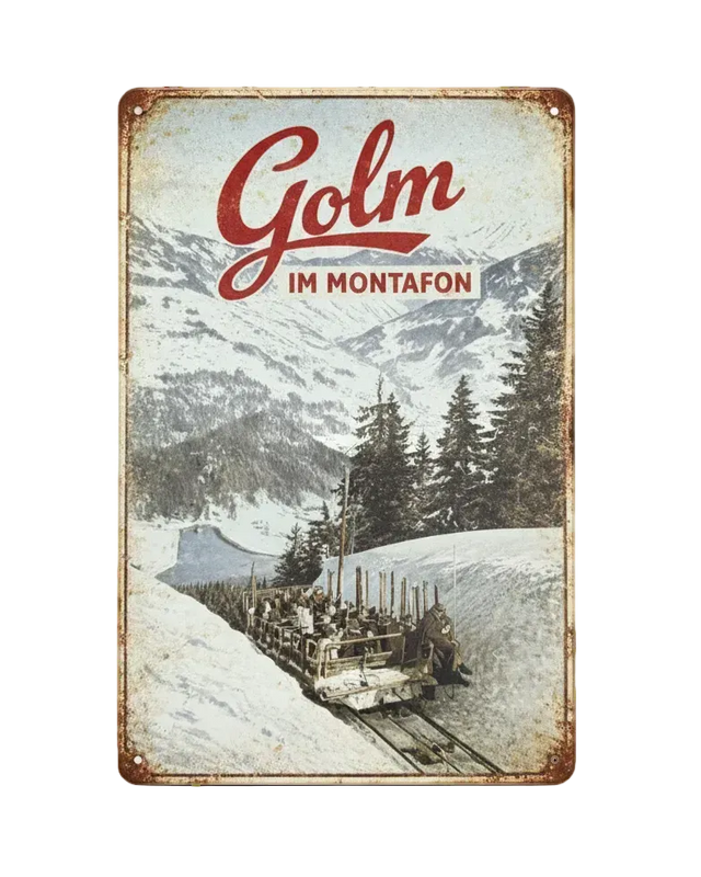 Retro Blechschild Heimat Golm im Montafon