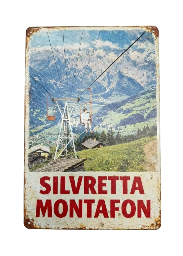 Retro Blechschild Heimat Silvretta Montafon - Sessellift