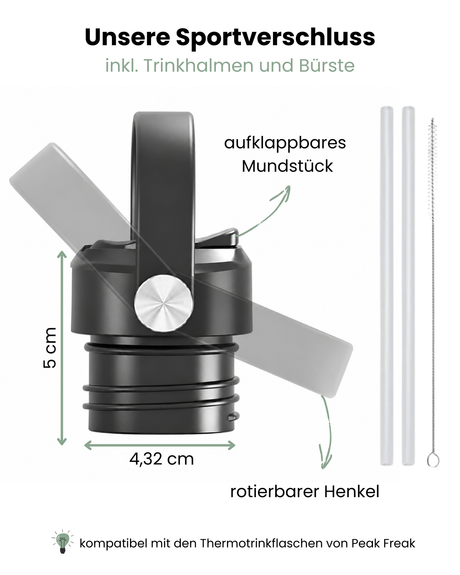 Sportverschluss mit Trinkhalmen & Bürste