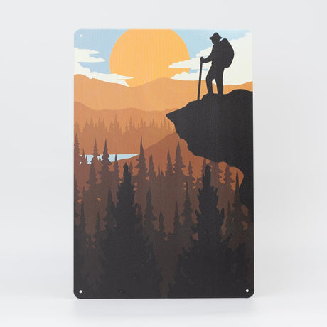 Retro Blechschild Explore/Wandern brown sunset