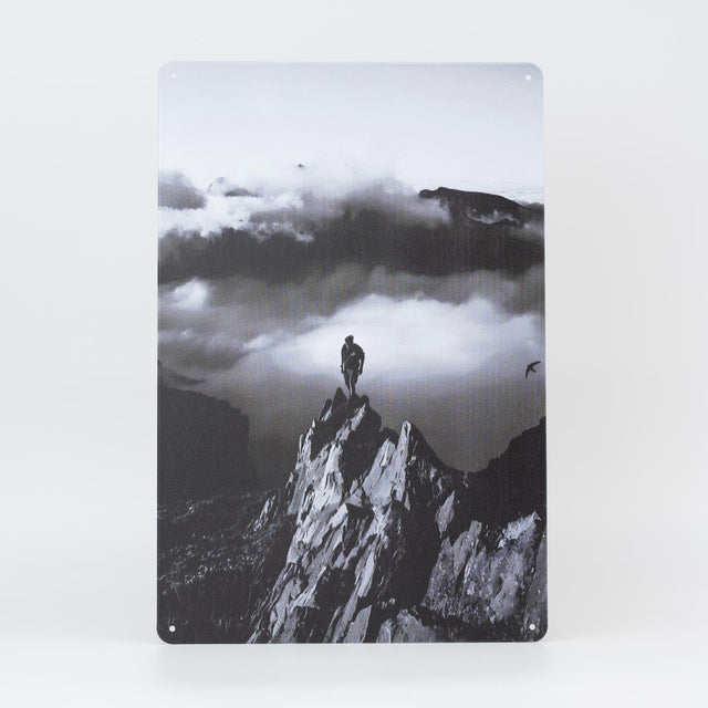 Retro Blechschild Wandern Oldschool Retro Stil Schwarzweiss