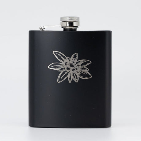 Flachmann schwarz matt Gravur Edelweiss