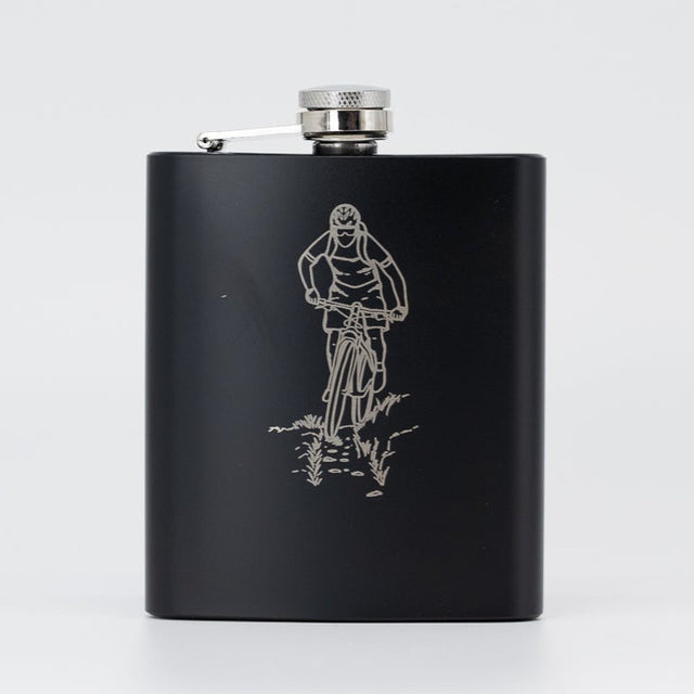 Flachmann schwarz matt Gravur Biker