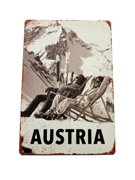 Retro Blechschild Heimat Austria - Liegestuhl