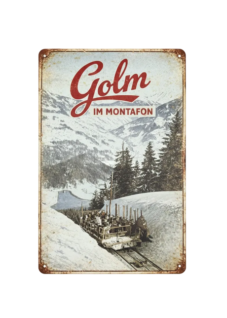 Retro Blechschild Heimat Golm im Montafon