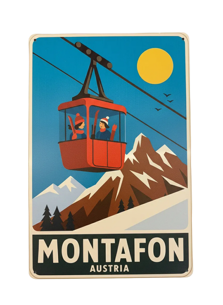 Retro Blechschild Heimat Montafon - Gondel