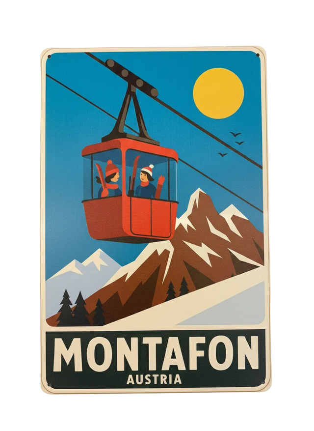 Retro Blechschild Heimat Montafon - Gondel