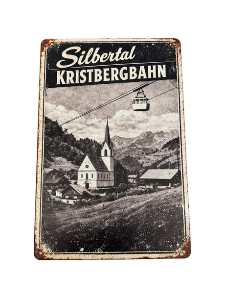 Retro Blechschild Heimat Silbertal Kristbergbahn