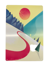 Retro Blechschild Winter Pinke Skispur