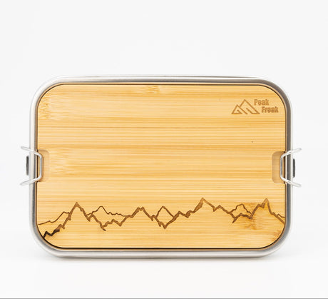 Edelstahl Lunchbox Bambus Deckel Bergkette
