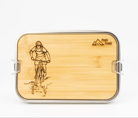 Edelstahl Lunchbox Bambus Deckel Biker