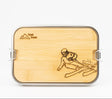 Edelstahl Lunchbox Bambus Deckel Skifahrer