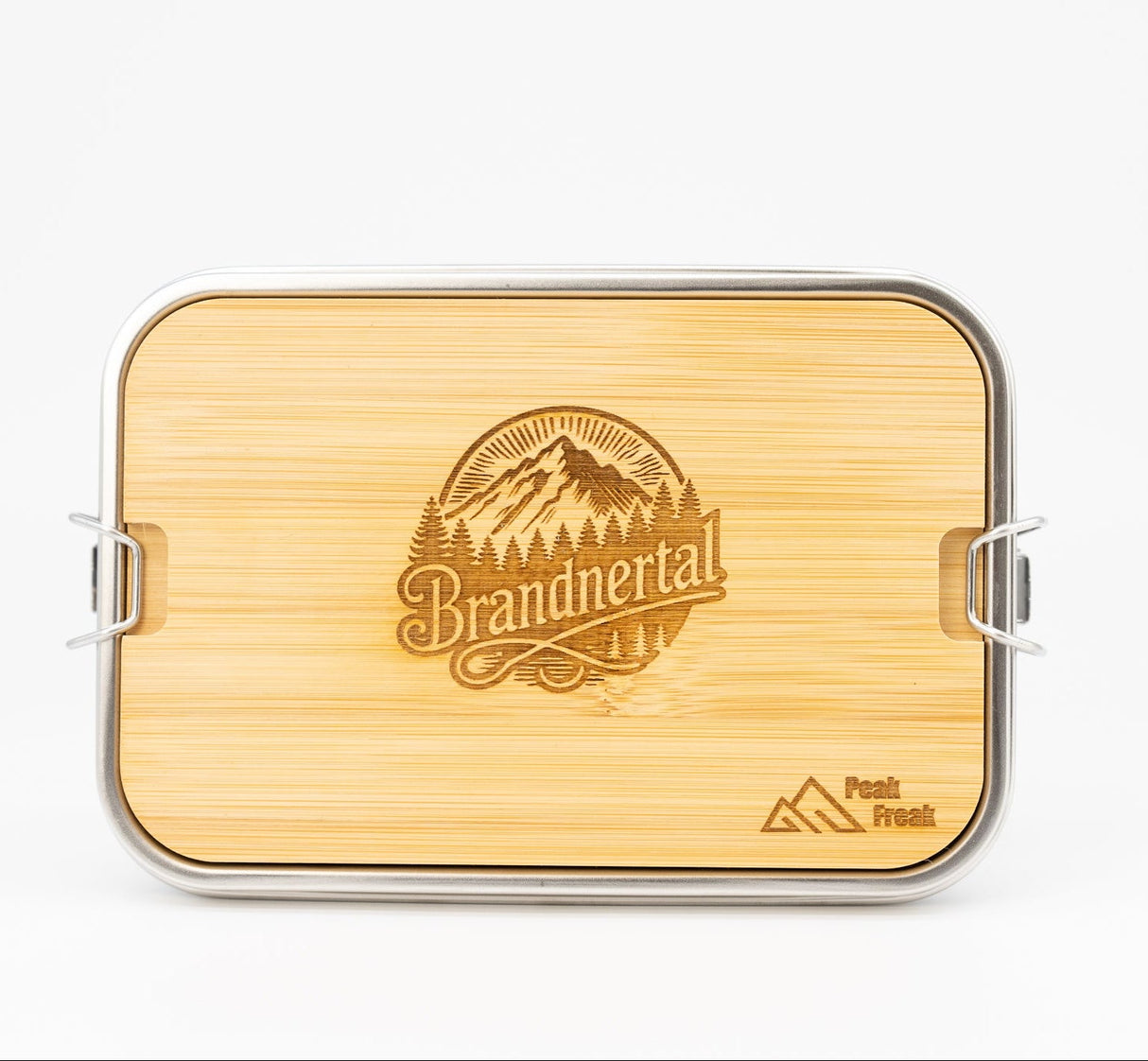 Edelstahl Lunchbox Bambus Deckel Brandnertal Logo